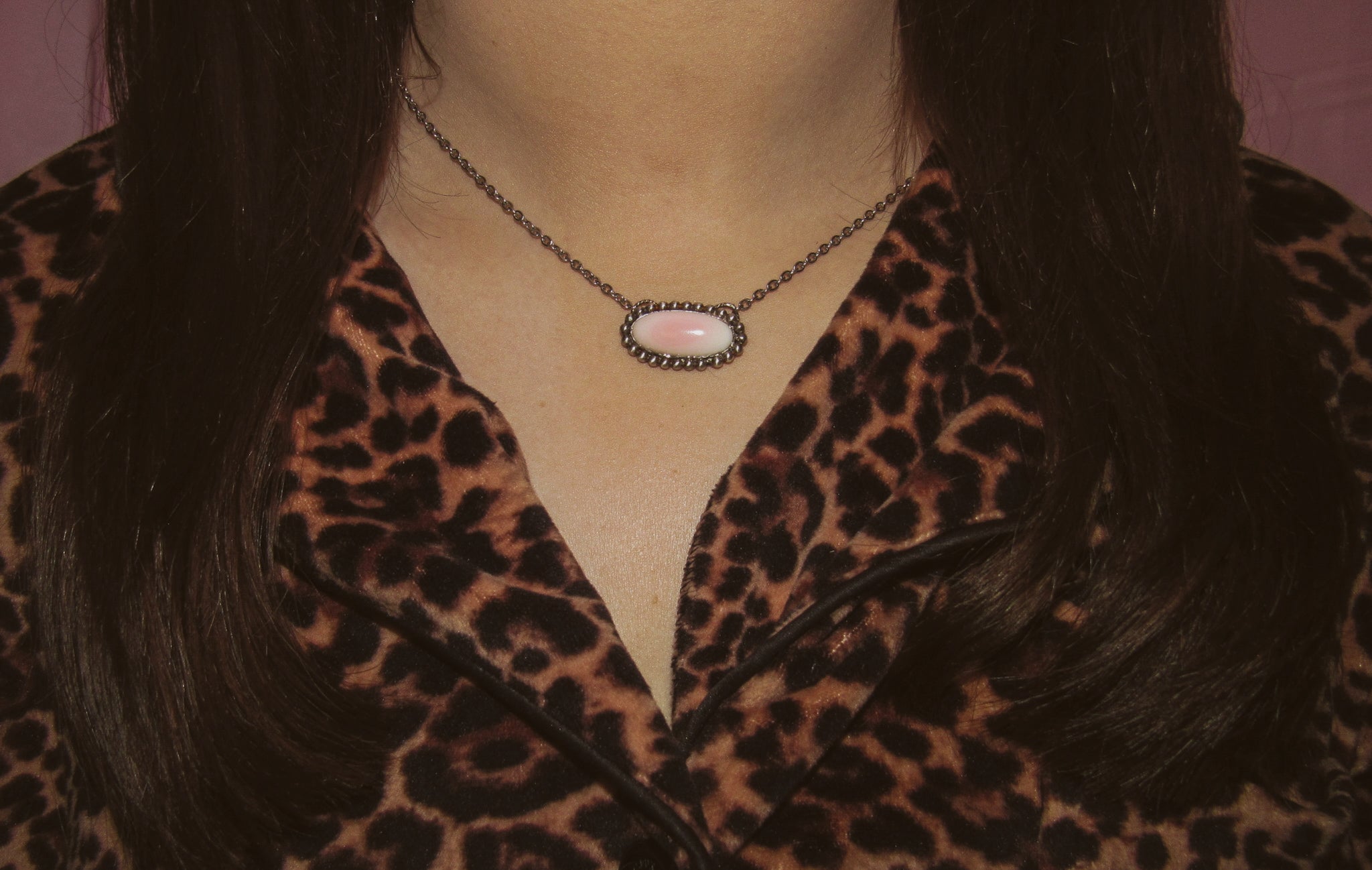Pink Conch Bar Necklace