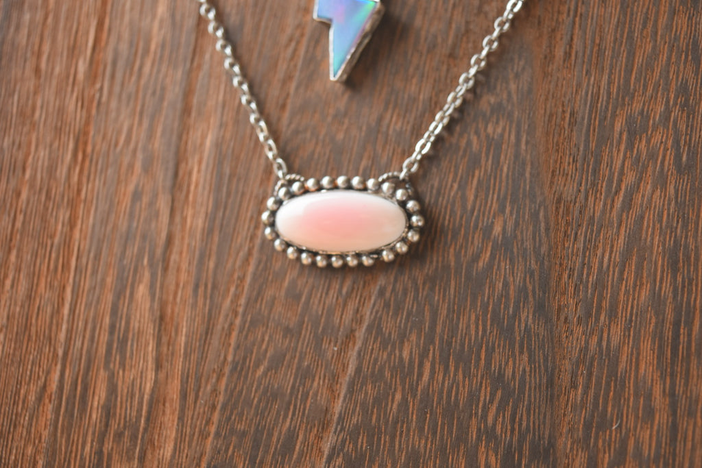 Pink Conch Bar Necklace