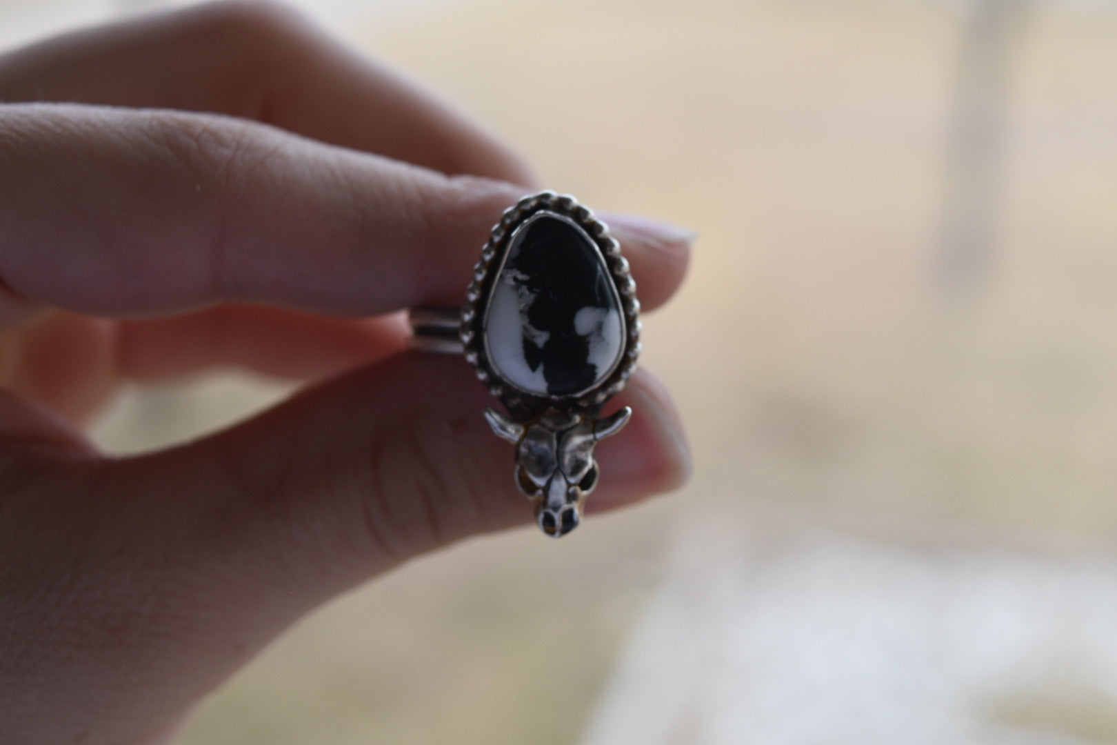 White Buffalo Adjustable Ring