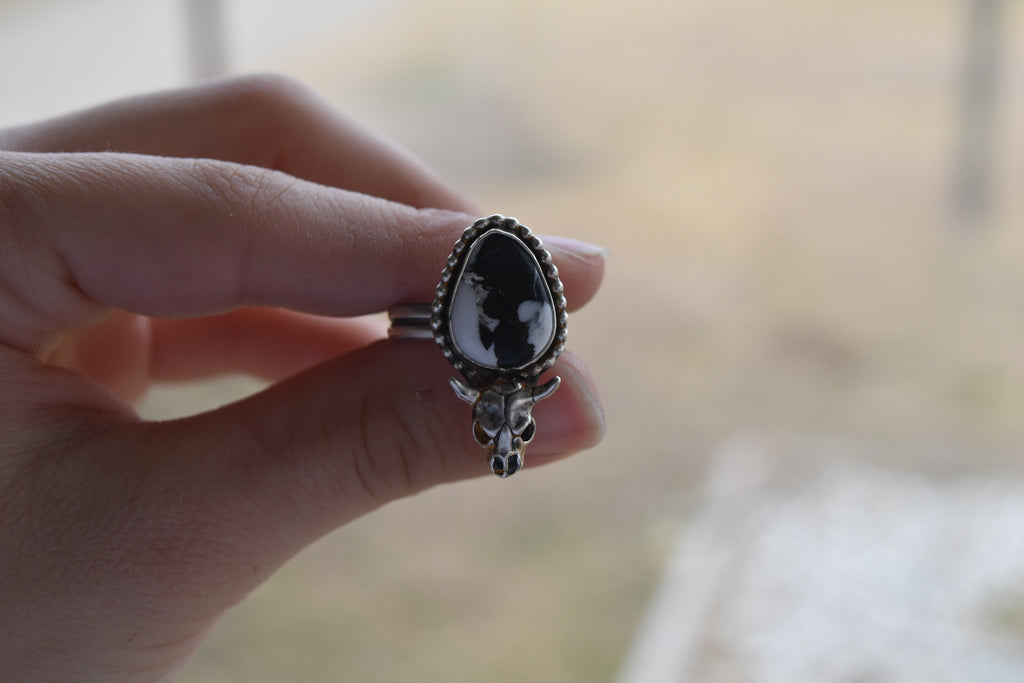 White Buffalo Adjustable Ring